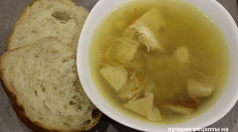 Суп с боровиками, курицей, вермишелью и картофелем Рецепт